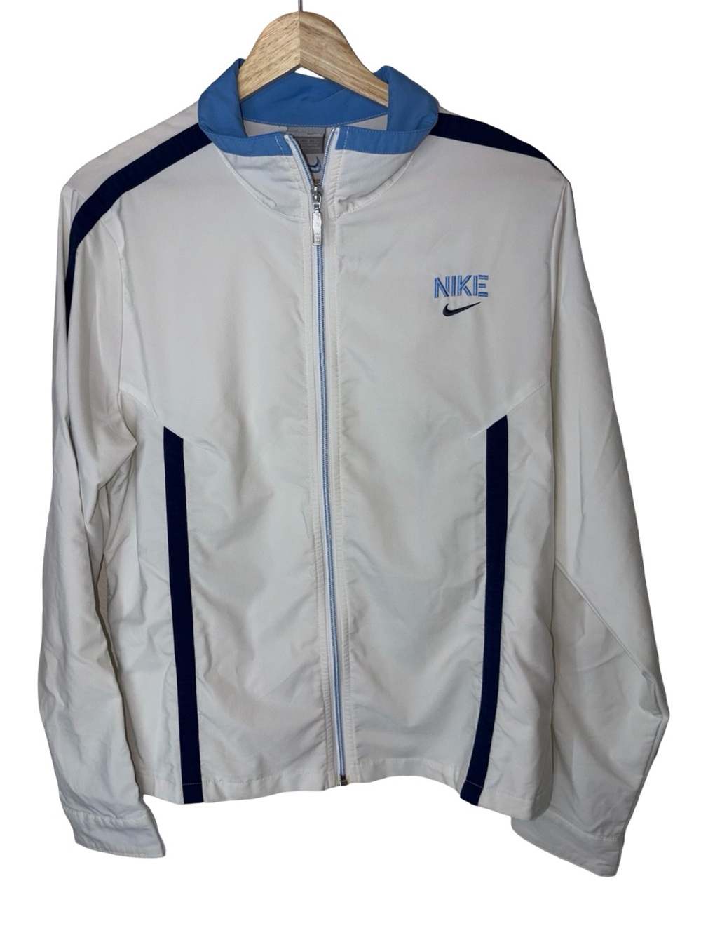 Nike White Track Jacket with Blue Accents WINDBREAKER  KIDS 0106